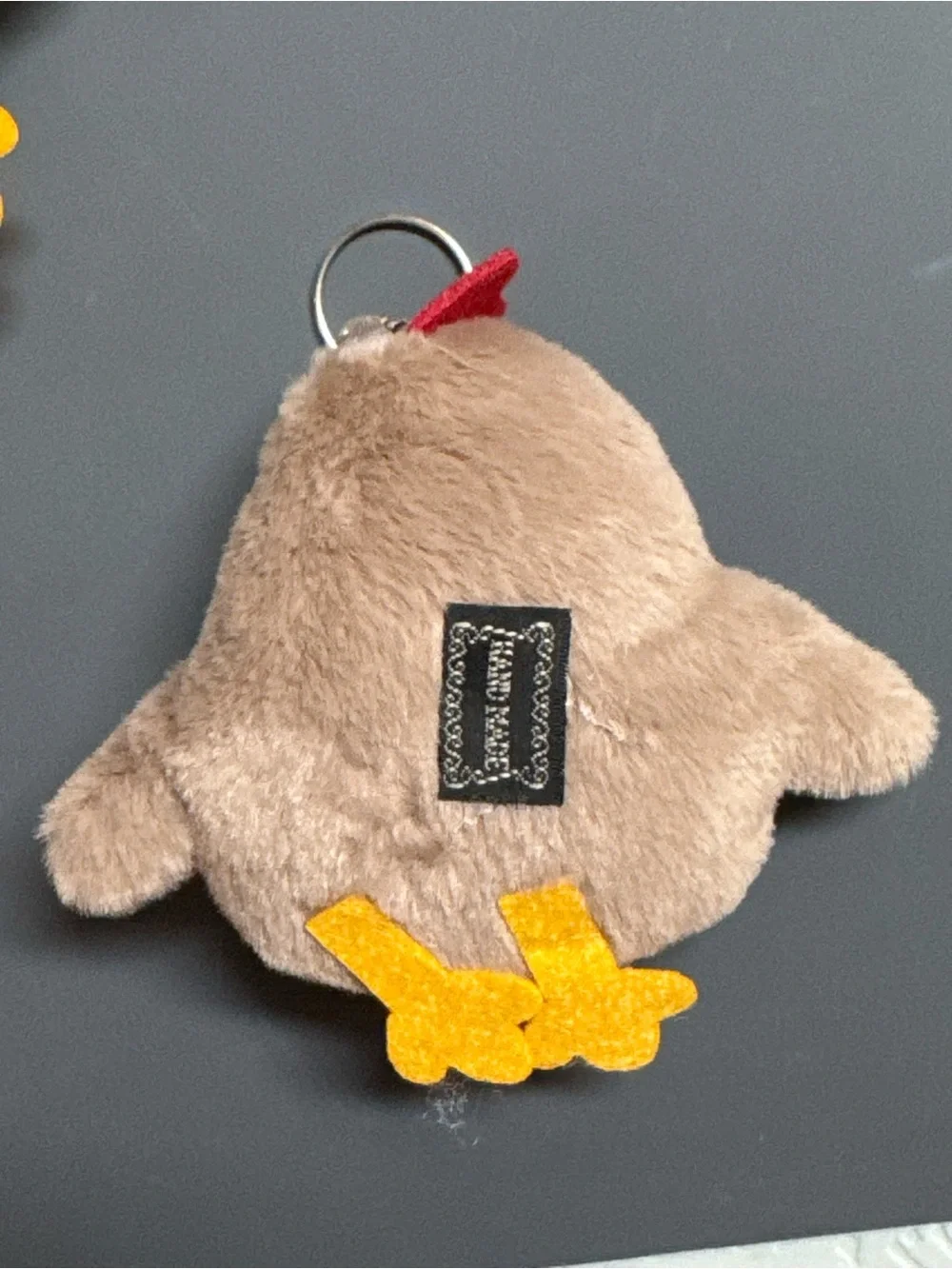 Handmade Brown Plush Chicken Keychain Bag Charm Cute Hen NIP